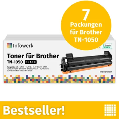 Produktbild von Infowerk Toner für Brother TN1050, Kompatibel mit Brother DCP 1510, HL 1110, MFC 1810, u.v.m., 7 Stück