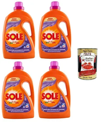 Produktbild von Sole Lavender Natural Freshness Waschmaschinenwaschmittel 41 Wäschen 4x 1.845 L + Italian Gourmet Polpa 400g