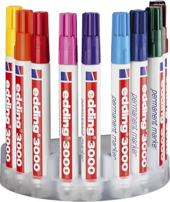Obrázek produktu pro Edding 3000 - Černá - Modrá - Hnědá - Zelená - Růžová - Červená - Fialová - Žlutá - Vícebarevná - Plast (4-3000999)
