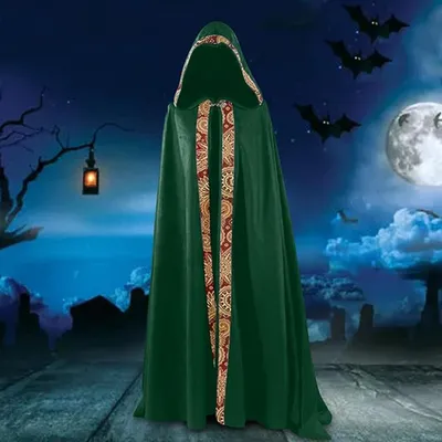 Produktbild von Mittelalterlicher Umhang Mit Kapuze Fš¹r Frauen Ein Stš¹ck, Polyester, Lang Fš¹r Halloween Karneval Cosplay
