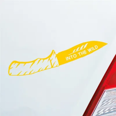 Produktbild von Auto Aufkleber Klappmesser Messer Knife Jagd Hunting Wild Wald Car 19x3 cm Gelb Sticker Heckscheibenaufkleber