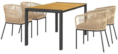Immagine prodotto di Set da giardino composto da 5 pezzi, con tavolo e sedie | Colore: marrone, giallo | Dimensioni: 56x57x75 cm