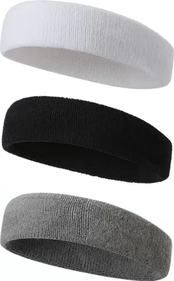 Produktbild von Schweißband 3 Sport Stirnband Damen Herren Schweißbänder Kopf Stirn Frottee Kopfband Sport für Laufen Fahrrad Joggen Tennis Fußball