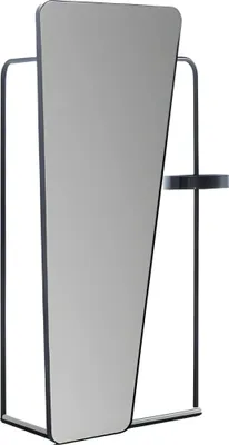 Produktbild von Standspiegel Spiegel Schublade Regal Kleiderbügel Metall Schwarz Deko