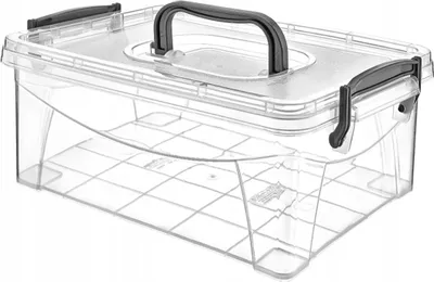 Zdjęcie produktu dla Pojemnik plastikowy 5L 28×20×12 cm - z pokrywą i rączką, sztaplowany
