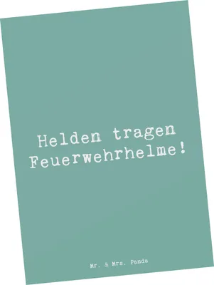 Produktbild von Mr. & Mrs. Panda Grußkarte Spruch Feuerwehrmann Helden - Meeresbrise - Geschenk, Anerkennung, Fotokarte, Ansichtskarte, Postkarte, Postkarten, bildkarte, Engagement