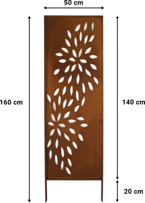 Obrázek produktu pro Kovová zástěna 4x - 160 x 50 cm - nerezová ocel - nerezová zástěna na zahradu - prvek zástěny na ochranu soukromí - stěna na ochranu soukromí - zahradní dekorace - rezavý plot