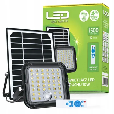 Zdjęcie produktu dla Naświetlacz LED SOLARNY z czujnikiem ruchu 10W halogen NA PILOTA