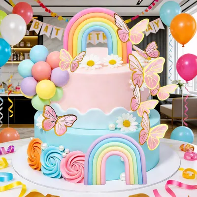 Tortendekoration Regenbogen Pastellkugeln 2+25+Set