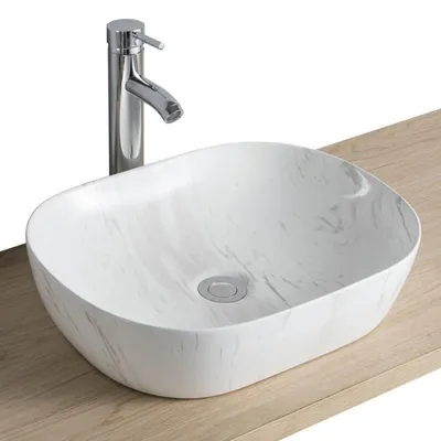 Immagine prodotto di Lavabo ovale da appoggio in Vetroceramica effetto marmo VADIM 46x37cm