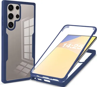 Produktbild von 360 Grad Rundum Schutz Handyhülle für Samsung Galaxy S25 Ultra Full Cover Vollschutz Case Farbe: Blau
