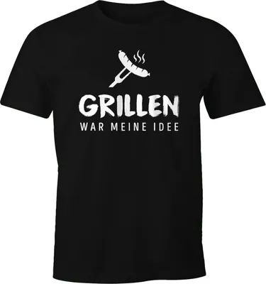 Produktbild von Herren T-Shirt Grillen war meine Idee Spruch lustig Bratwurst Fun-Shirt Moonworks® schwarz XL