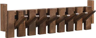 Produktbild von HOME DELUXE Garderobenleiste PORTE - 56 x 3,5 x 15 cm, Nussbraun | Aus Kautschukbaum | Hakenpaneel, Wandgarderobe, Kleiderhaken