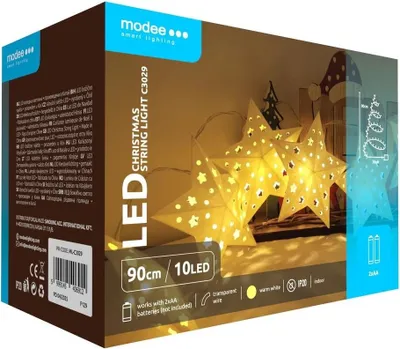 Produktbild von Weihnachtslichterkette mit Sternen - 1,2 Meter - 10 LEDs - Batteriebetrieben