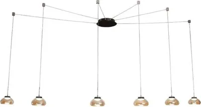 Immagine prodotto di Lampadario a sospensione Arabella a Led in metallo e vetro soffiato ambra 3547-46-125 Fabas Luce