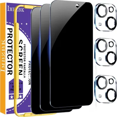 Obrázek produktu pro Ochranná fólie z tvrzeného skla pro iPhone 15 6,1" (3 kusy) s ochranou fotoaparátu, černá barva