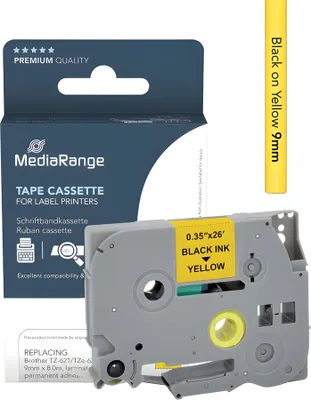 Produktbild von MediaRange Schriftbandka. Brother TZ-621/TZe-621 9mmx8m sw