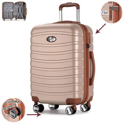 Produktbild von Premium Reisekoffer 24" – Hartschale Trolley Koffer, 4 Rollen, TSA-Schloss, leicht & stabil, erweiterbar, großes Fassungsvermögen, Champagner