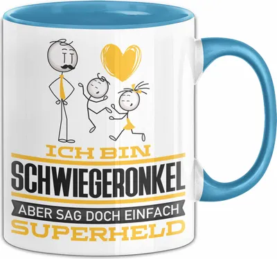 Produktbild von Schwiegeronkel Geschenk Tasse Ich Bin Schwiegeronkel Aber Sag Doch Einfach Superheld Lustige Geschenkdiee für Schwiegeronkel Kaffee-Becher (Blau)