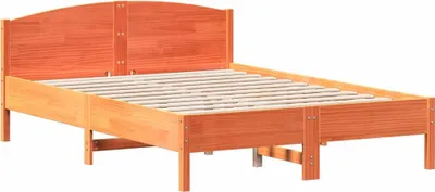Produktbild von vidaXL Massivholzbett ohne Matratze Wachsbraun 140x200 cm Kiefernholz