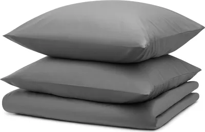 Produktbild von Blumtal Bettwäsche 200x200cm + 2x Kissenbezug 80x80cm - Mikrofaser Bed Sheets 200x200cm - 3-er Set Bettwäsche Grau