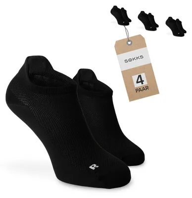 SOKKS Laufsocken Schwarz aus leichtem Funktionsgewebe — 4 Paar Set