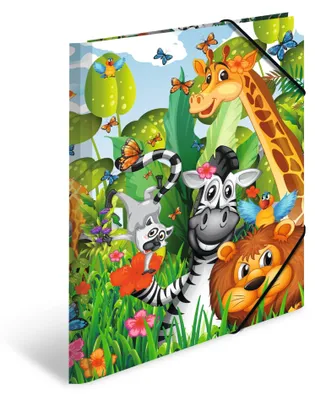 Image de Classeur A4 en carton « Jungle », lot de 3 pièces
