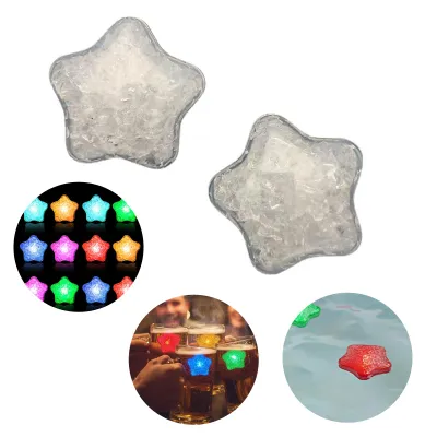 Produktbild von 12x LED Eiswürfel Leuchtend,LED Eiswürfel Leuchtsterne,Mehrfarbiger Blink-Effekt,für Getränke, Cocktails, Party, Bar, Hochzeit, Champagner & Whisky