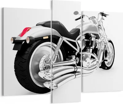 Produktbild von Bild auf Leinwand - Leinwandbild - Chopper Motorrad Chrom - 95x80cm - Wand Bild - Wanddeko - Leinwanddruck - Bilder - Kunstdruck - Wanddekoration - Leinwand bilder - Wandkunst - CB95x80-0476