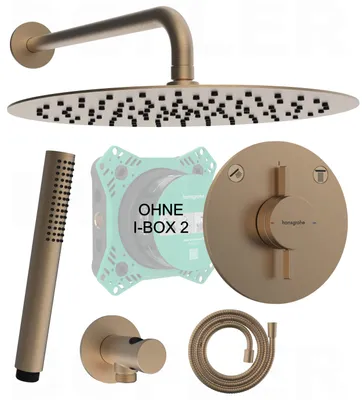 Produktbild von HANSGROHE DuoTurn S | BOFLER Unterputz Duschsystem Duschset Duschanlage #83-O, Armatur, Regendusche Ø30cm, Brausearm, Brauseset, PVD brushed BRONZE