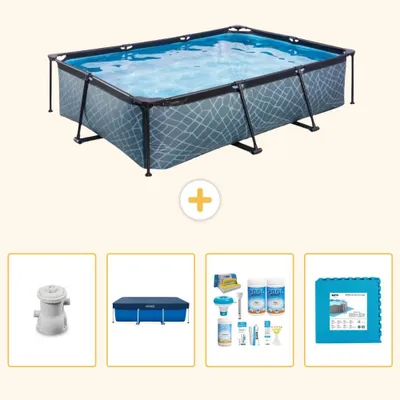Zdjęcie produktu dla Basen zewnętrzny prostokątny - imitacja kamienia - 300x200x65 cm - 5-elementowy - SCB60