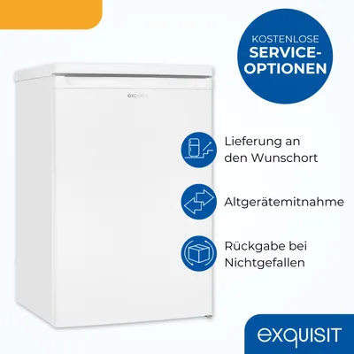Produktbild von Exquisit Kühlschrank KS516-4-E-040E weiss | 109 l Nutzinhalt | mit Butterfach | 4-Sterne-Gefrieren | mit Glasablage | Temperaturregelung