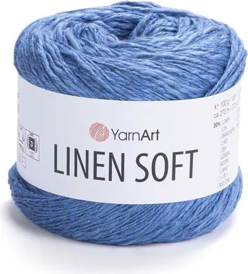 Produktbild von YarnArt Linen Soft Wolle - 100g, Leinen Viskose Baumwolle, Jeansblau, ideal für Sommerprojekte