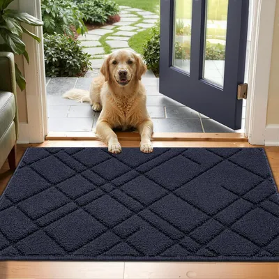 Image de Tapis de sol antidérapant pour intérieur, 50x80 cm, bleu marine, rectangulaire