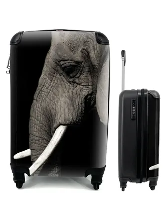 Produktbild von MuchoWow® Koffer Handgepäck Trolley Rollkoffer Kleine Reisekoffer mit 4 Rollen - Elefant - Tier - Stoßzahn - Cabin Size < 55x40x23 cm & 55x40x20 cm - Fotokoffer - Kabinenkoffer - Boardgepäck - Reise-Box - Reisekoffer - Reisegepäck - Koffer mit Bild - Trolley für Kinder