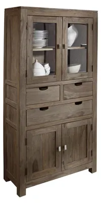 Immagine prodotto di MASSIVMOEBEL24 | NATURE GREY #61 Mobile dispensa in legno di sheesham - oliato / grigio 90x40x180