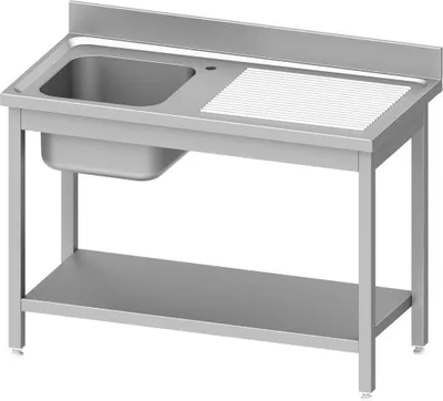 Produktbild von Spültisch ECO mit Grundboden 1400x600x850 mm, mit einem Becken links, mit Aufkantung, Selbstmontage