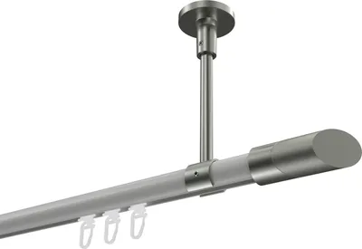 Produktbild von Interdeco Innenlaufstange / Gardinenstange mit Innenlauf Weiß / Edelstahl-Optik, Typ Sonette Verano (Schräge Bicolor) Deckenmontage, 20 mm Ø 1-läufig, 240 cm
