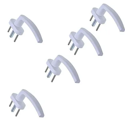 Produktbild von Aqbau® PVC Fenstergriff Weiß 5 Stück, Fensterolive Kunststoff auf Oval-Rosette 28 x 63mm - Fenstergriffe für Fenster & Balkontüren und Terrassentüren