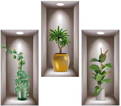 Obrázok produktu pre 3D nálepka na stenu s motívom rastlín, zelená, 40 x 20 cm