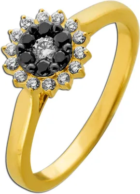 Produktbild von Diamant Ring Gold 585 14K schwarze Natur Diamanten weiße Natur Diamanten 18