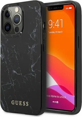 Image de GUESS Hard Cover Marble Black, pour Apple iPhone 13 Pro Max, GUHCP13XPCUMABK, Blister (GUHCP13XPCUMABK)