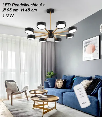 Produktbild von LED Deckenleuchte 9013D-8-B Schwarz mit Fernbedienung Lichtfarbe einstellbar Acryl-Schirm A+ LED Wohnzimmerleuchte