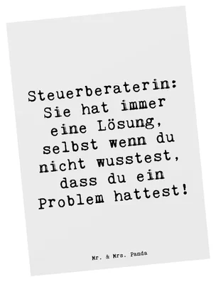 Produktbild von Mr. & Mrs. Panda Postkarte Spruch Steuerberaterin Lösung - Weiß - Geschenk, Berufsgestaltung, Problemlöserin, personalisierte Geschenke, Ansichtskarte, Grußkarte, Beruf