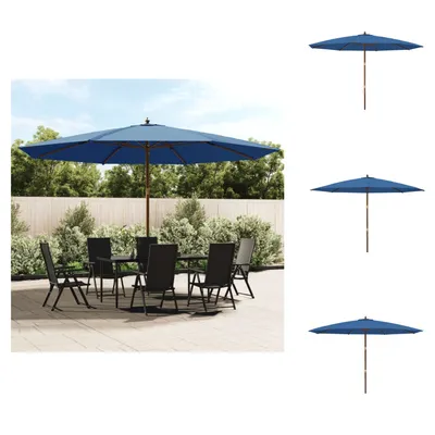 Zdjęcie produktu dla vidaXL Parasol z drewnianym drążkiem lazurowy niebieski 400x273 cm - Parasole i parasole przeciwsłoneczne