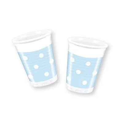 Immagine prodotto di Bicchieri di plastica a pois blu, confezione da 10 pezzi