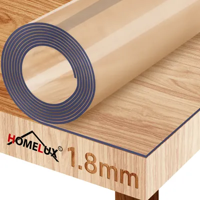 Produktbild von HOMELUX Glasklar Folie 1.8mm, PVC, 80 x 120 cm, Tischdecke Tischfolie Transparent Schutzfolie Tischschutz, Wählbar Größe, Abwaschbar, Pflegeleicht