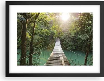 Produktbild von Gerahmtes Poster - Schwarzer Rahmen - Brücke Seil Dschungel - 40x30 cm - Wand Bild - Wanddeko - Wandbilder - Kunstposter - Wandposter - Bilderrahmen - Bilder - Kunstdruck - P2BAA40x30-4397