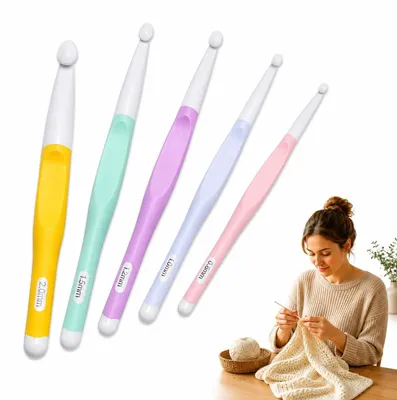 Produktbild von Häkelnadel Set - Ergonomischer Gummigriff - Handarbeit und Basteln - 5 Stück