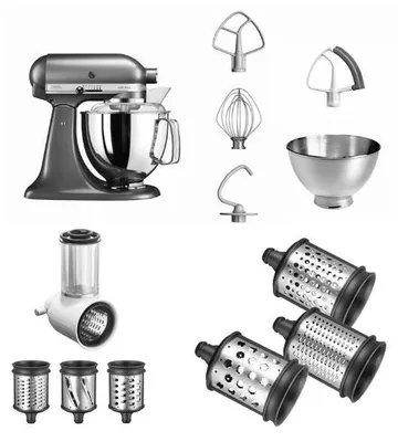Produktbild von KitchenAid 5KSM175PS mit Gemüseschneider und 3 Zusatztrommeln